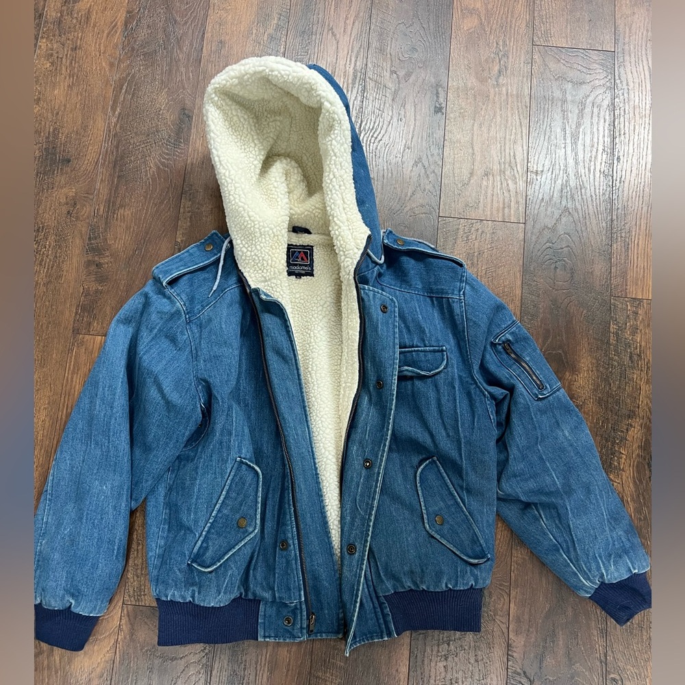 Vintage 90s Madame Denim bomber jacket Sherpa lined